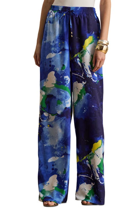 Abstract Print Wide Leg Pull-On Pants