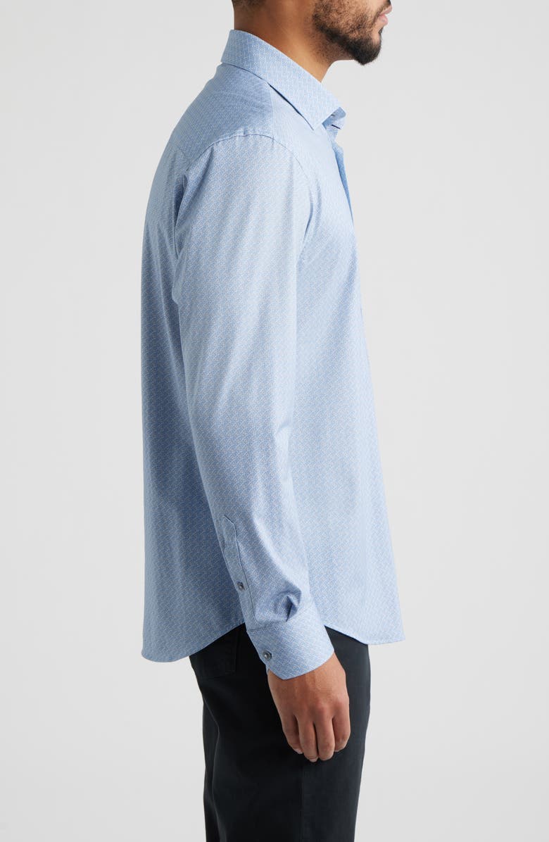 Bugatchi James OoohCotton<sup>®</sup> Linked Medallion Print Button-Up Shirt, Alternate, color, Air Blue