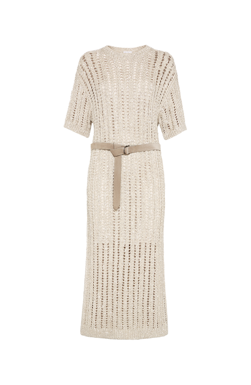 Brunello Cucinelli Beige Dazzling Dress In Natural
