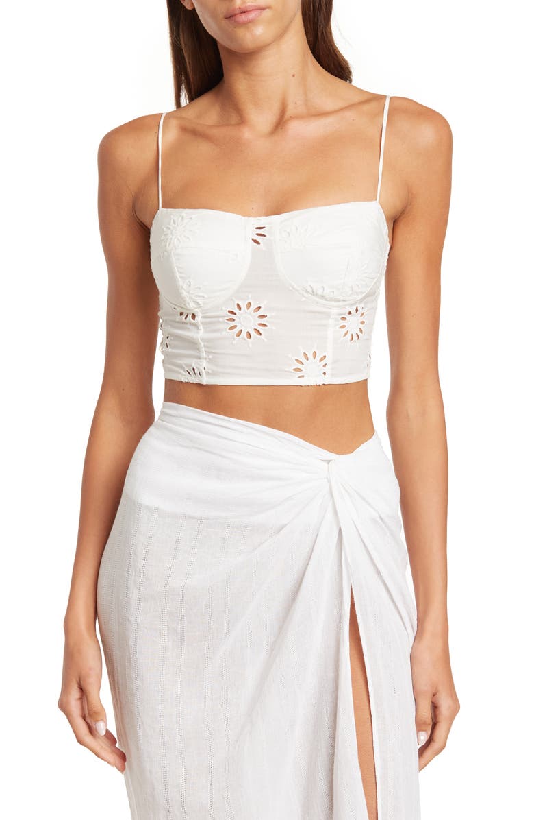 ViX Paula Hermanny Eyelet Kiara Crop Top, Main, color, 