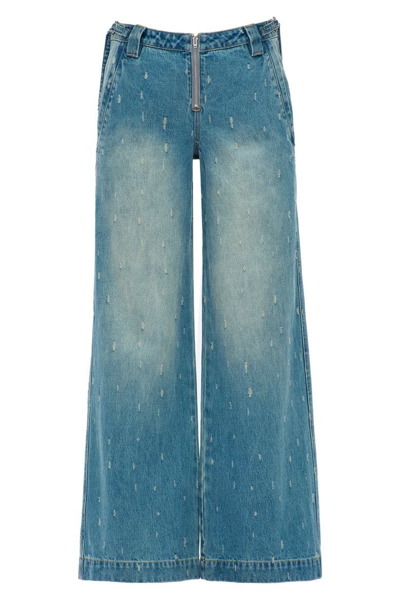 Distressed Low Rise Wide Leg Jeans, Alternate, color, VINTAGE MEDIUM BLUE