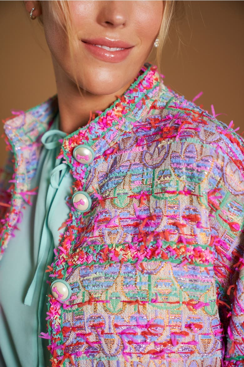 Casual Tweed Jacket With Trimming French multicolor, Alternate, color, Multicolour