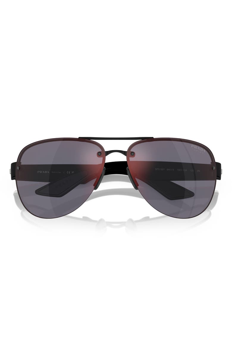 PRADA SPORT 64mm Mirrored Oversize Pilot Sunglasses, Alternate, color, 