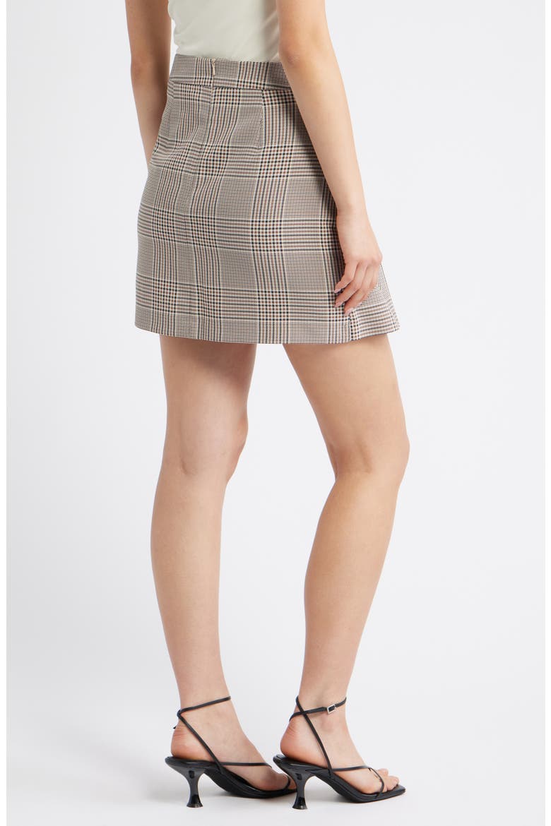Pleated Check Miniskirt, Alternate, color, BROWN