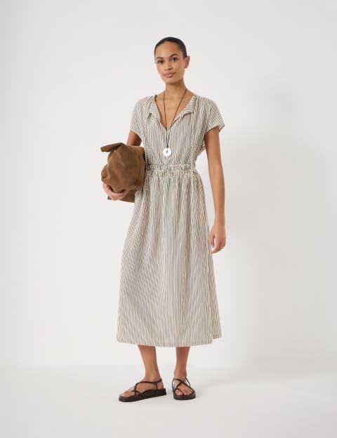 Nika Smocked Waistband Cotton Midi Dress