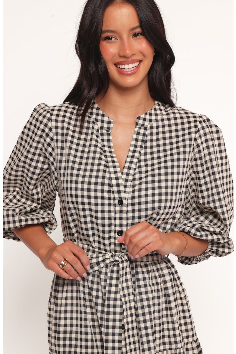 Dixon Gingham Cotton Blend Button-Up Maxi Dress, Alternate, color, BLACK CREAM GINGHAM