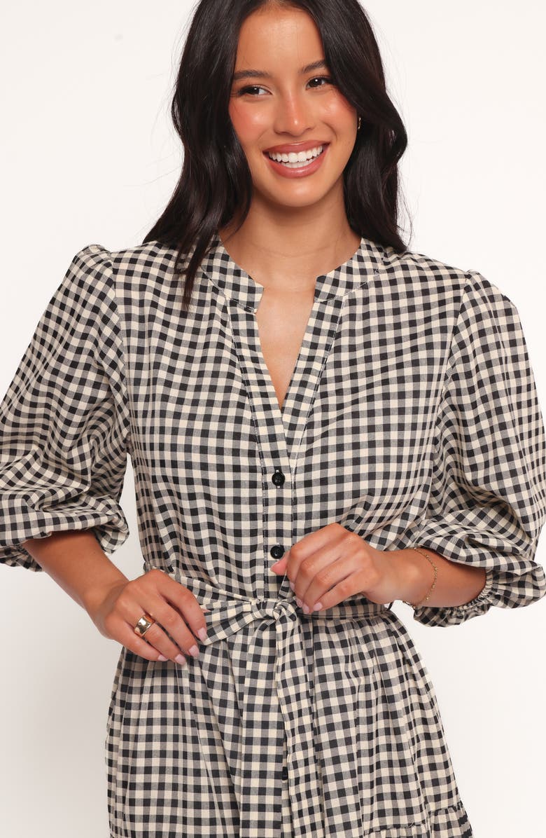 Petal & Pup Dixon Gingham Cotton Blend Button-Up Maxi Dress, Alternate, color, Black Cream Gingham