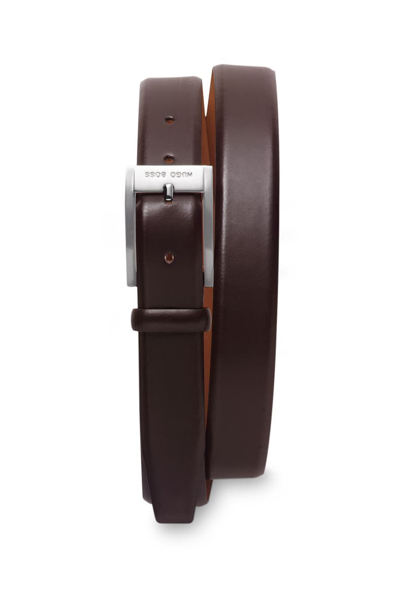 Leather Belt, Main, color, BROWN