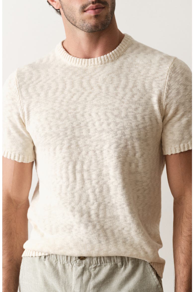Short Sleeve Slub Cotton Sweater, Main, color, NATURAL
