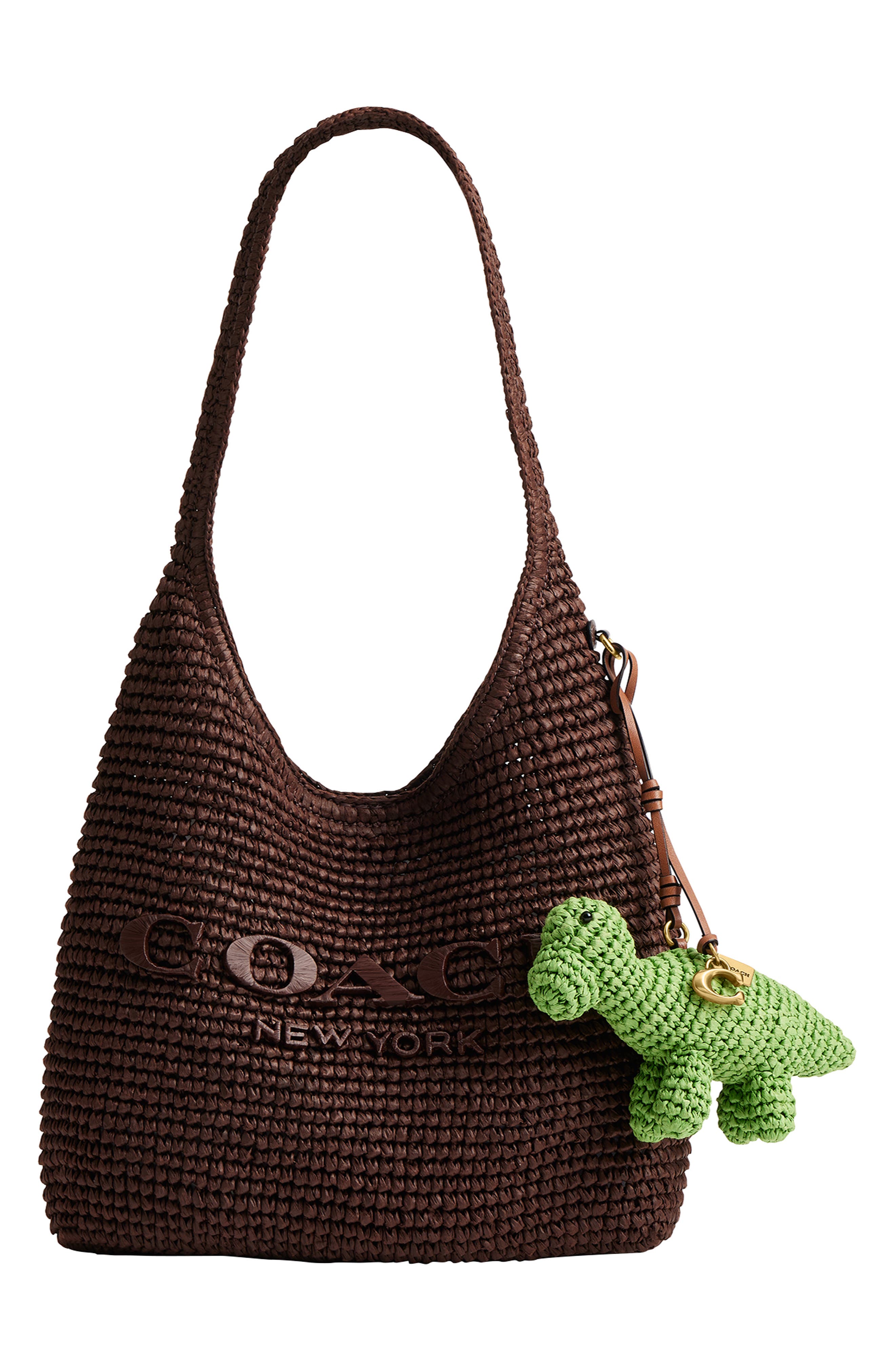COACH Straw Dino Bag Charm, Alternate, color, 