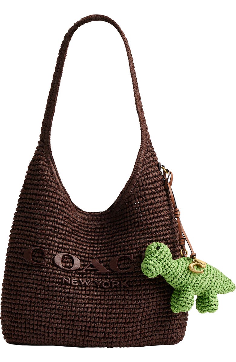 COACH Straw Dino Bag Charm, Alternate, color,