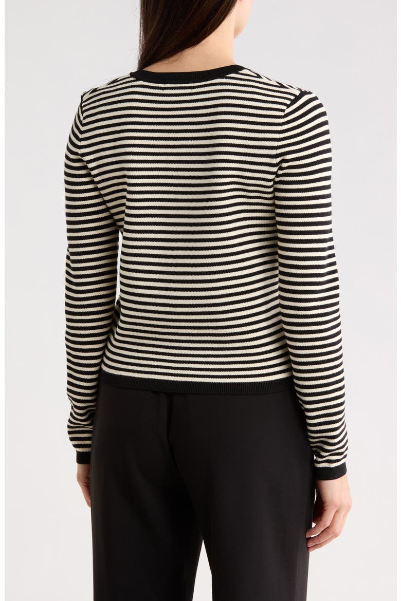 Stripe Crop Cardigan, Alternate, color, BLACK/ IVORY