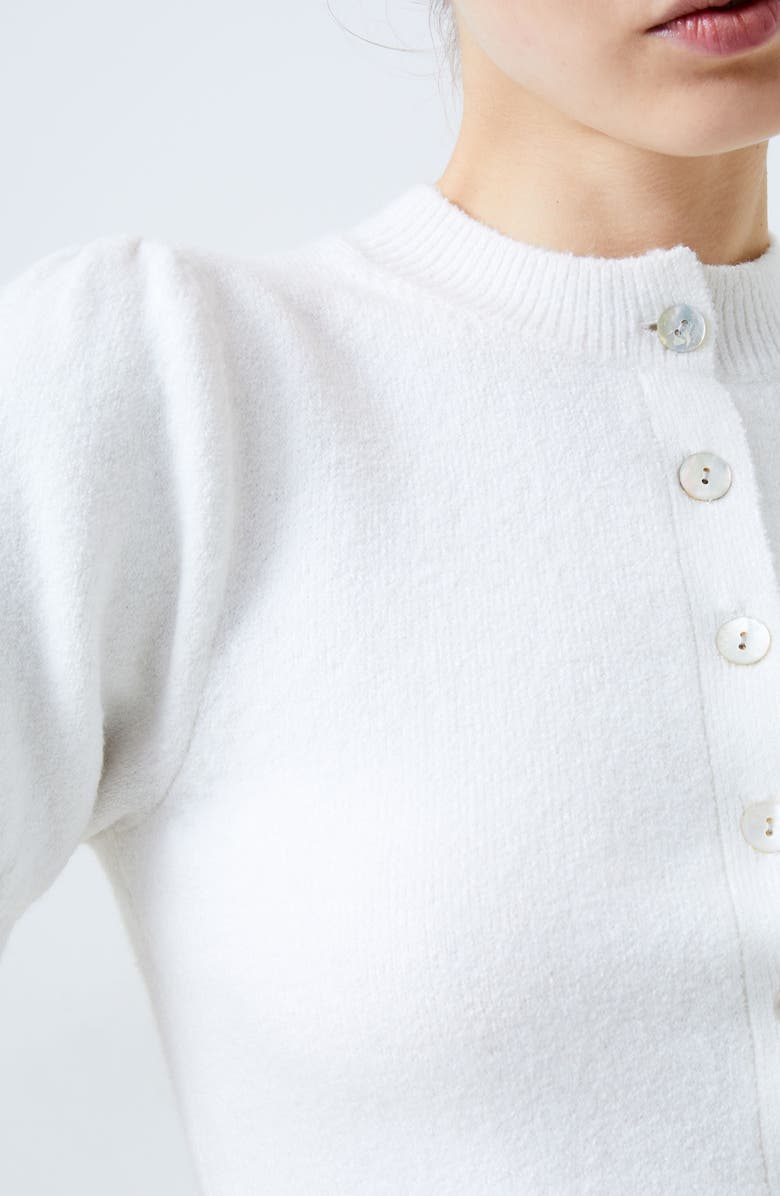 French Connection Vhari Puff Sleeve Cardigan, Alternate, color, Winter White