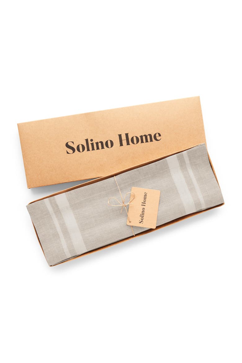 Linen Placemats Set of 4, 14 x 19" - French Stripe, Alternate, color, White and Natural