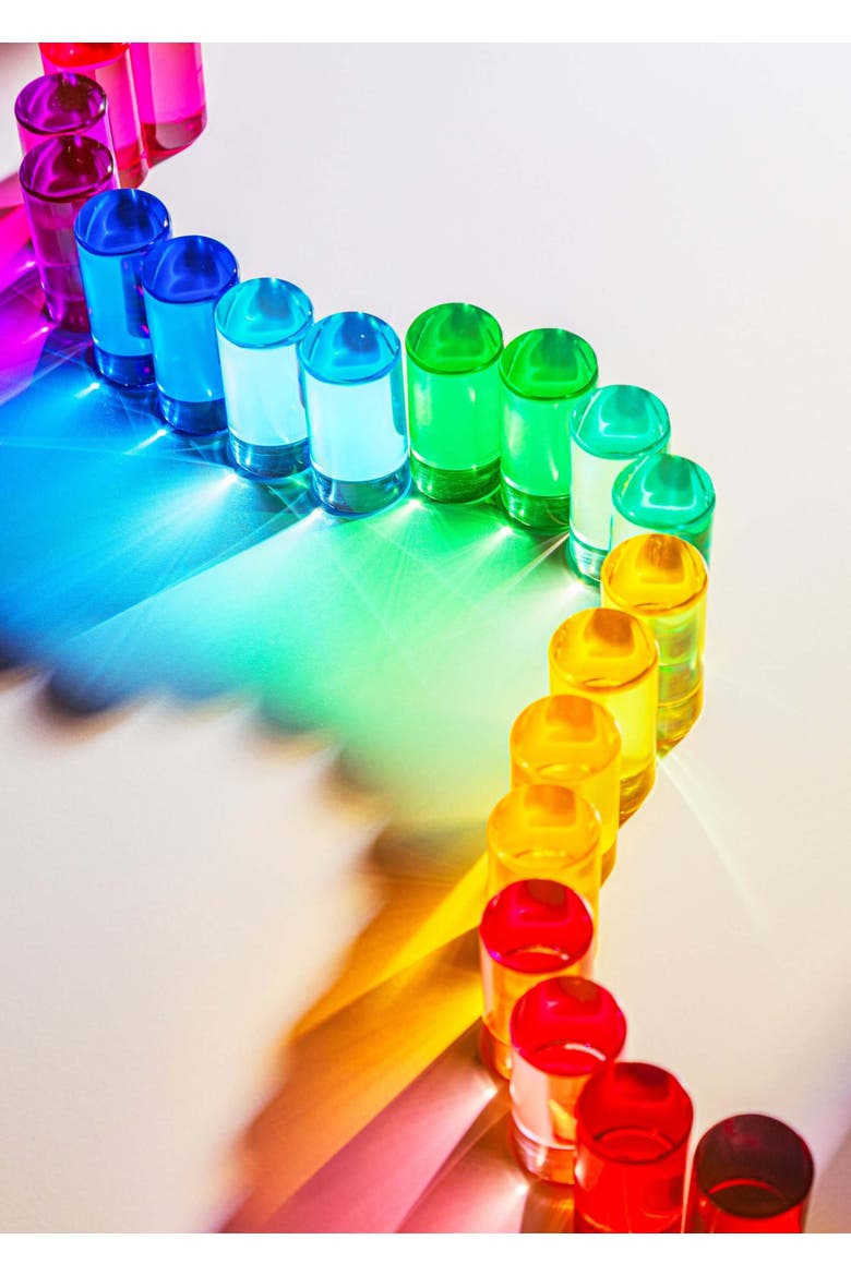 Winnie Rainbow Translucent Acrylic Cylinder Building Blocks - 12 Pieces, Alternate, color, Rainbow