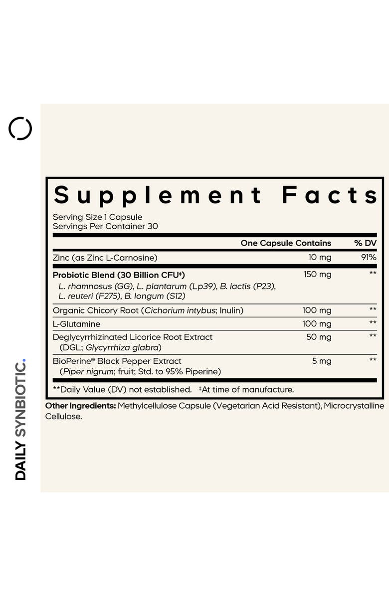 Codeage Daily Synbiotic, Prebiotics Probiotics, L-Glutamine, Zinc L-Carnosine, Alternate, color, White