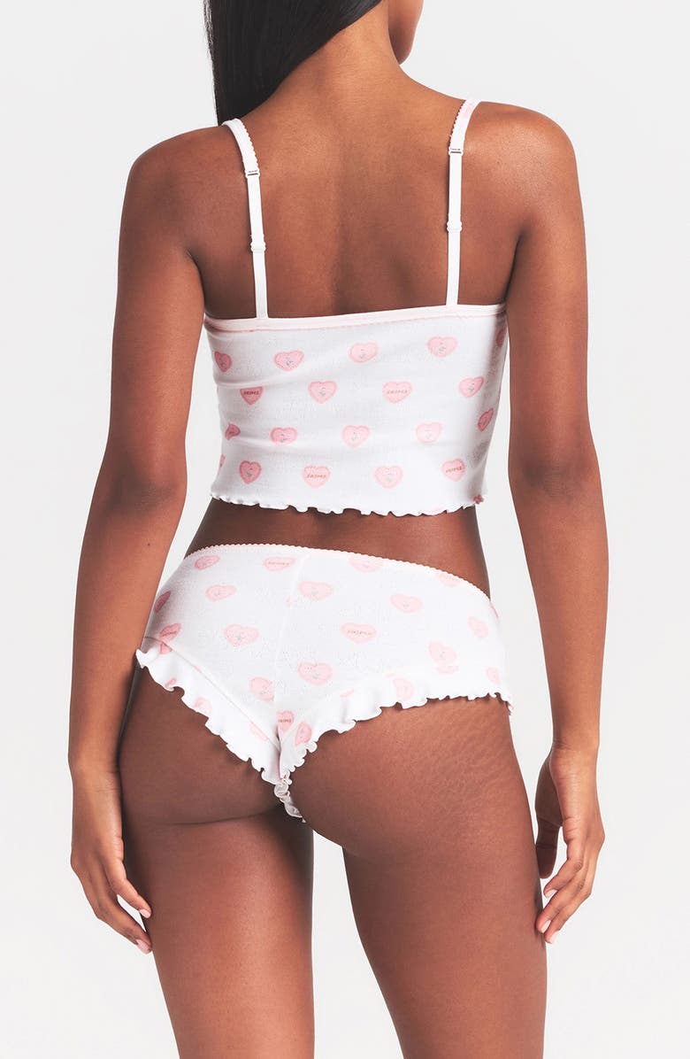 SKIMS Pointelle Ruffle Pajamas, Alternate, color, Snow Lace Hearts