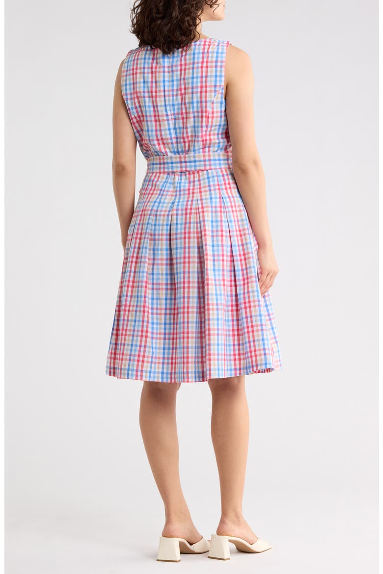 Gingham Sleeveless Cotton Fit & Flare Dress, Alternate, color, FRENCH BLUE MULTI