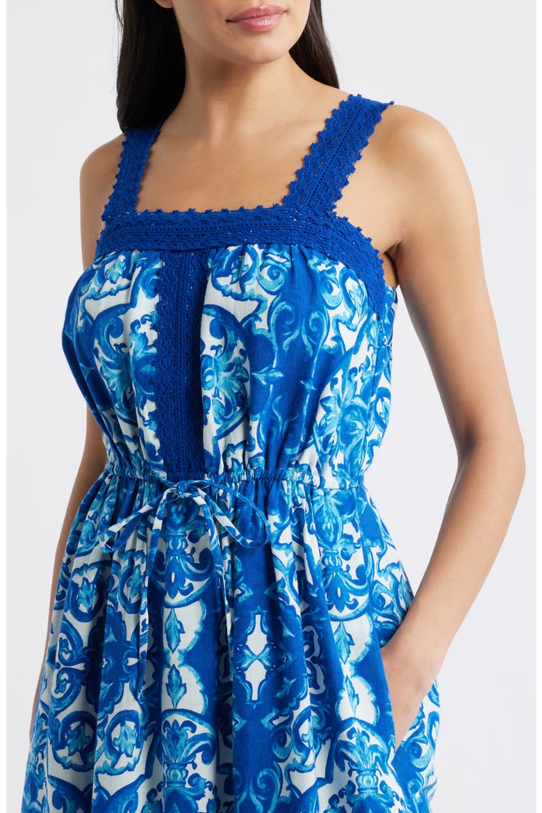 Allover Print Sleeveless Maxi Dress, Alternate, color, COBALT