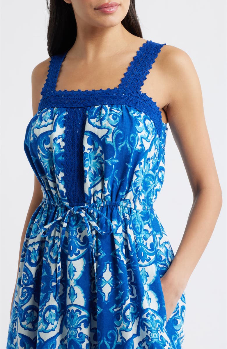 CITY BLUES Allover Print Sleeveless Maxi Dress, Alternate, color, Cobalt