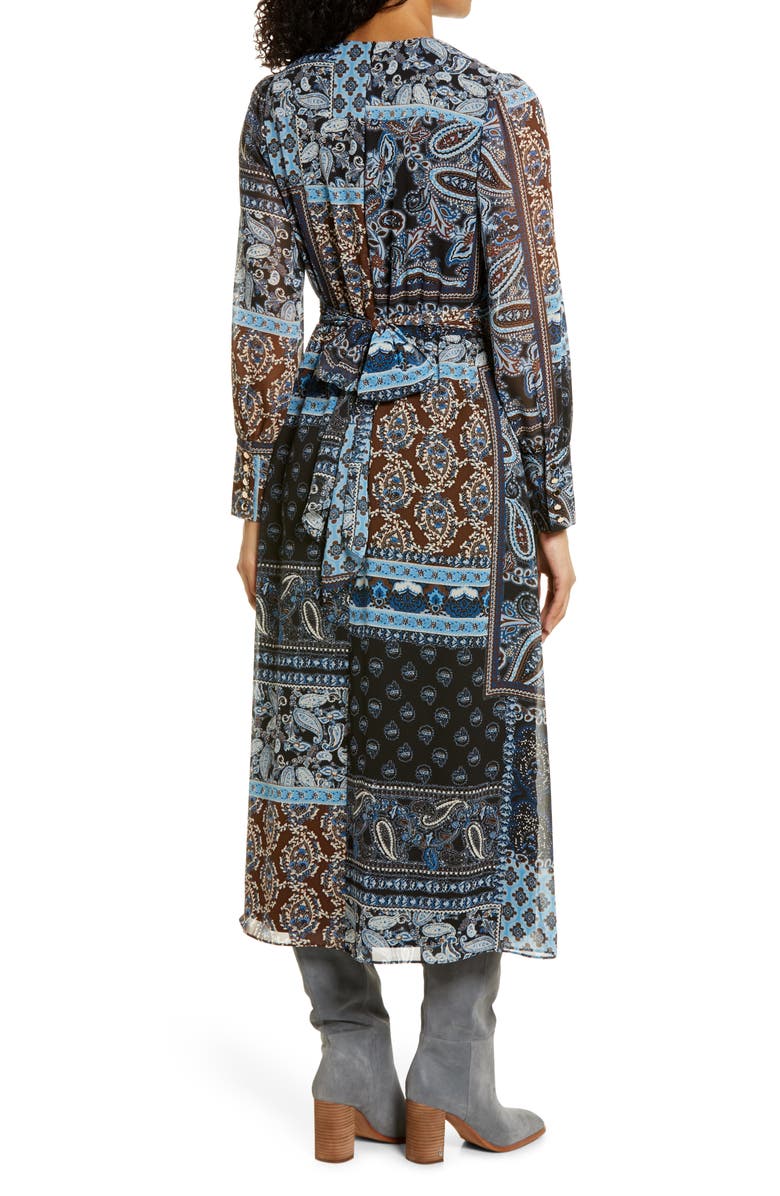 Julia Jordan Mixed Scarf Print Long Sleeve Midi Dress, Alternate, color,