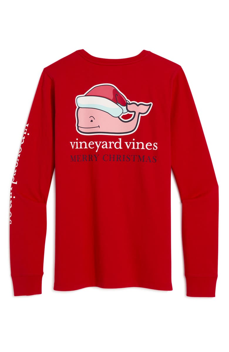vineyard vines Santa Whale Cotton Long Sleeve Graphic T-Shirt, Alternate, color, Red Velvet