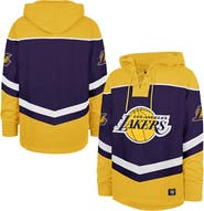 '47 Men's '47 Purple Los Angeles Lakers Oversized Tri-Satin Layup Lacer Pullover Hoodie