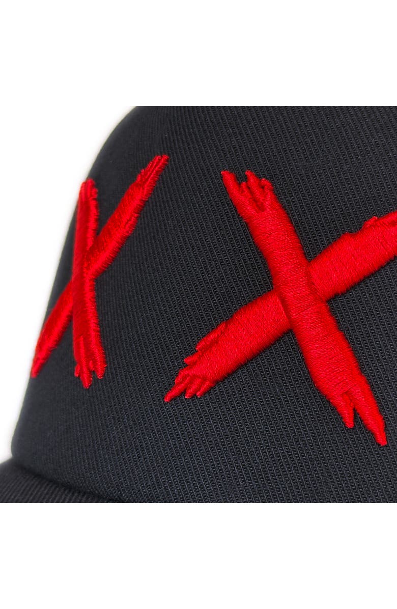 Cult of Individuality Logo Graphic Trucker Hat, Alternate, color, Black/ Red