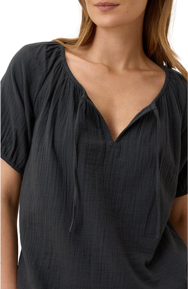 Pact Organic Cotton Coastal Double Gauze Boho Popover, Alternate, color, Black