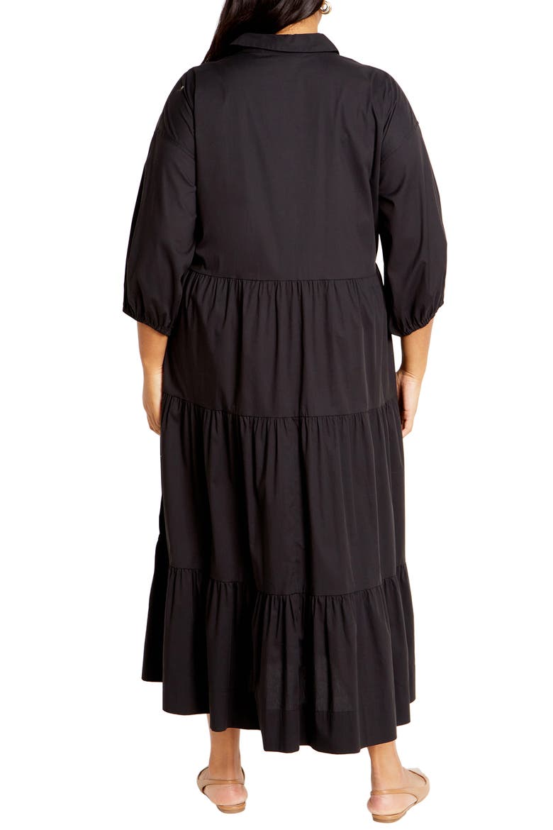 Kara Tiered Shirtdress, Alternate, color, BLACK
