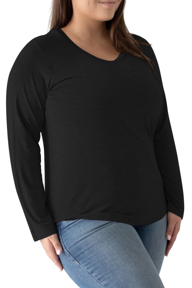 Long Sleeve Maternity/Nursing T-Shirt, Alternate, color, BLACK