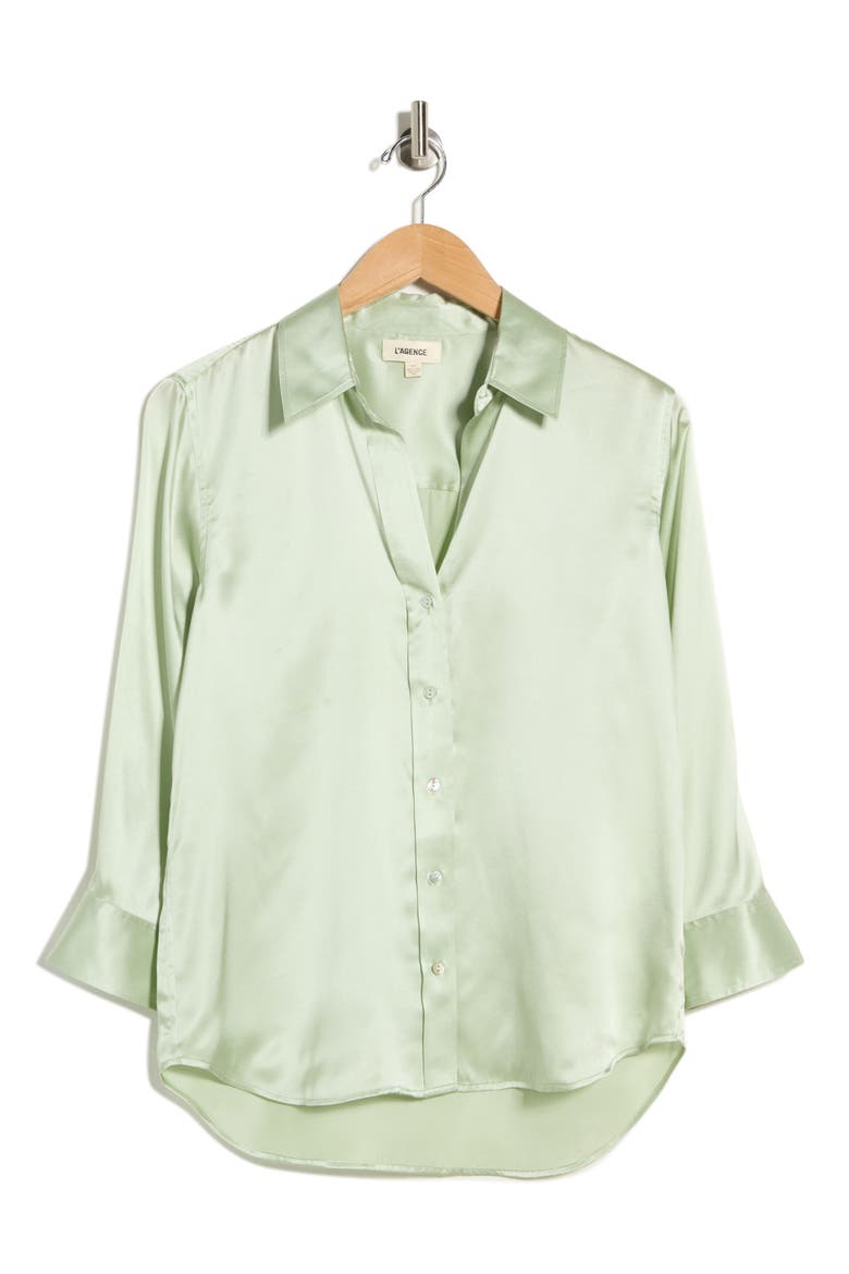 Dani Silk Blouse, Alternate, color, LAUREL GREEN