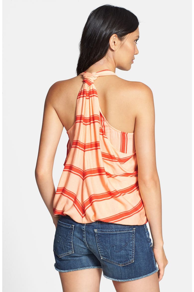 'Anabel' Stripe Halter Tank, Alternate, color, PERSIMMON