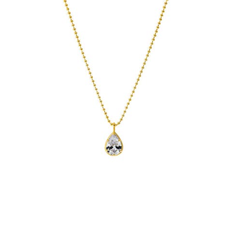 CZ Solitare Bezel Pendant Ball Chain Necklace