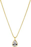 BY ADINA EDEN CZ Solitare Bezel Pendant Ball Chain Necklace