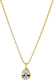 BY ADINA EDEN CZ Solitare Bezel Pendant Ball Chain Necklace