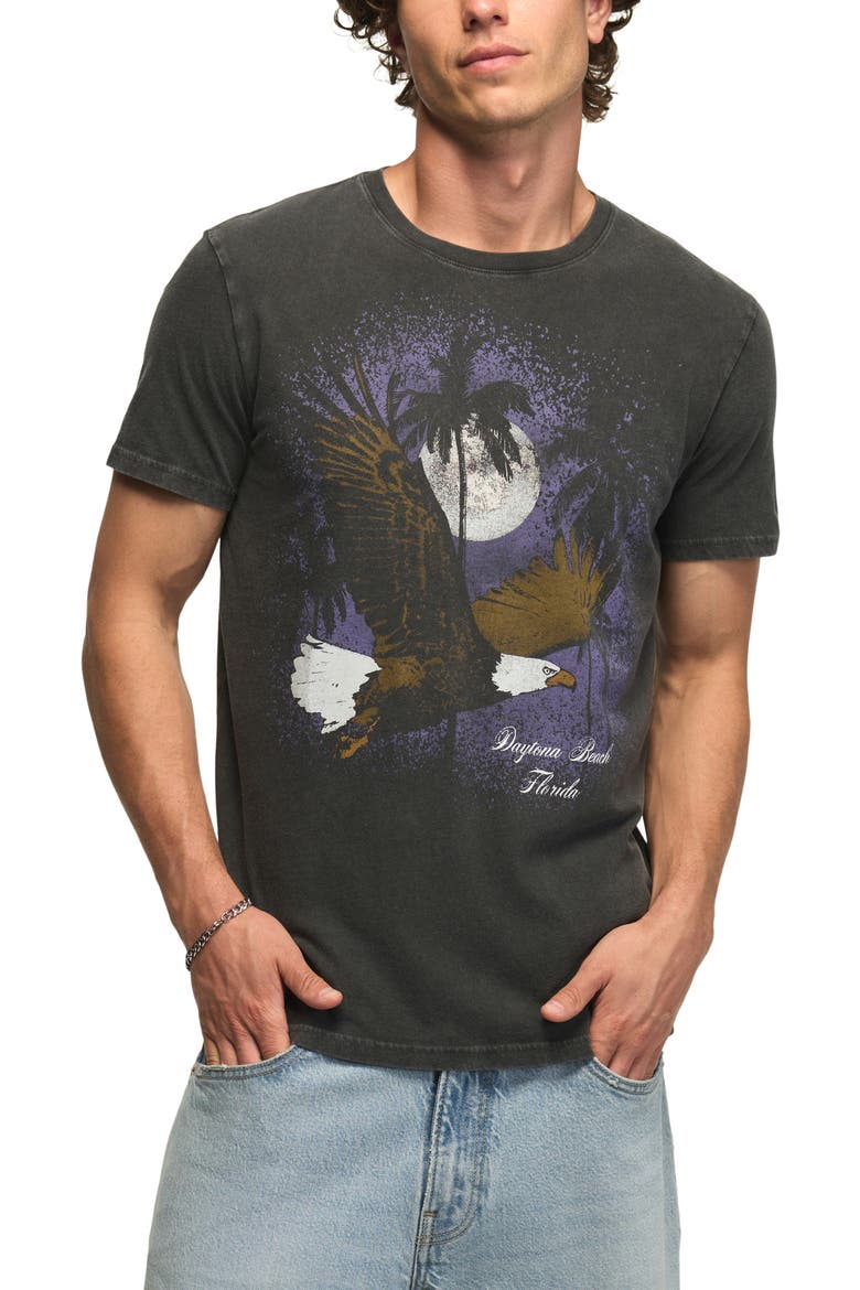 Night Eagle Cotton Graphic T-Shirt, Main, color, JET BLACK