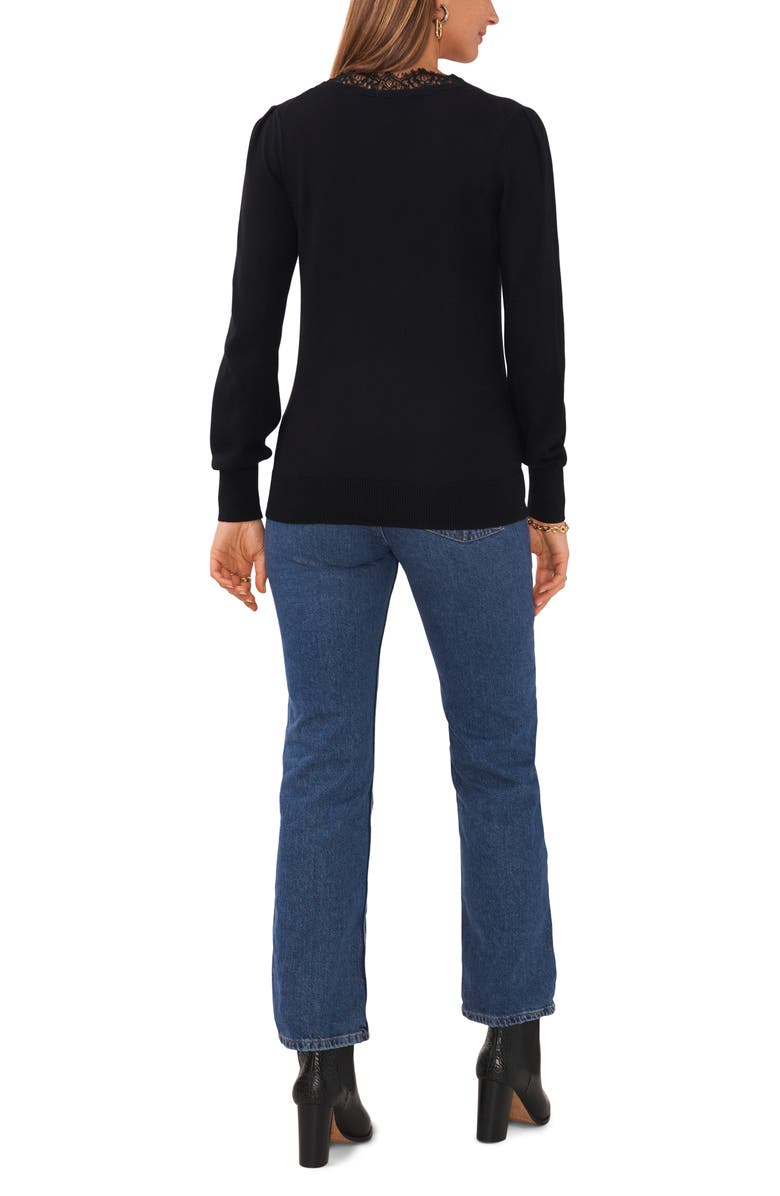 Vince Camuto Lace Trim V-Neck Sweater, Alternate, color,