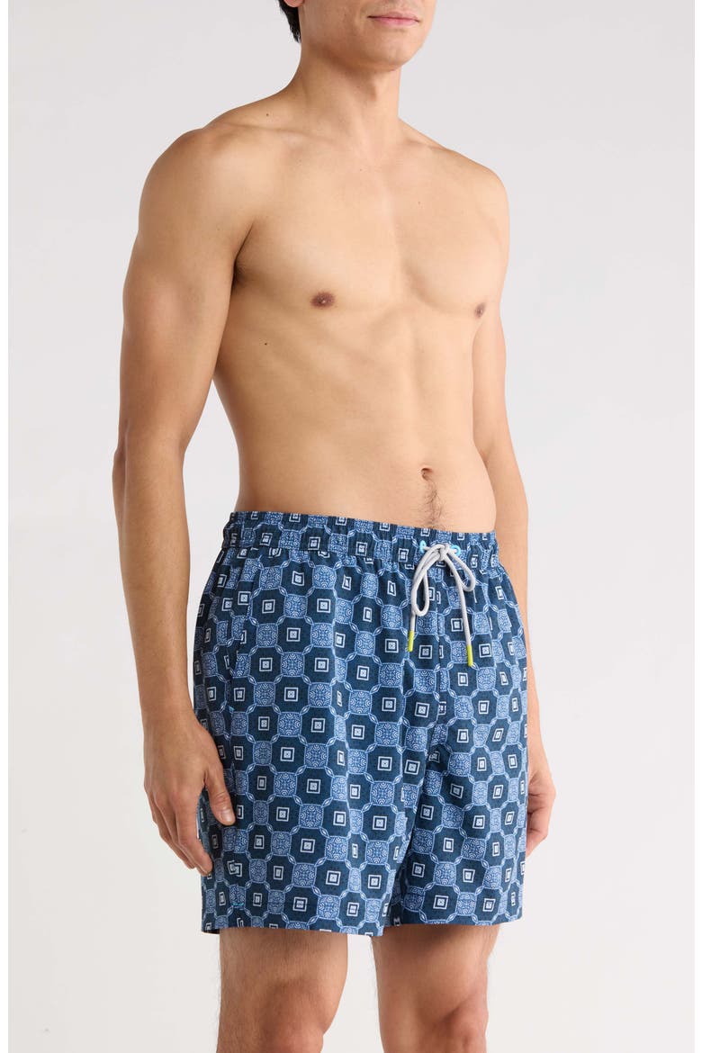Naples Barcelos Tiles 6-Inch Performance Swim Trunks, Alternate, color, DRESS BLUES