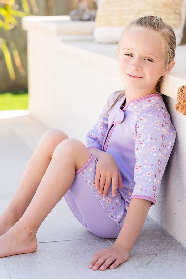 Kids Neoprene Shorty Wetsuit, Alternate, color, Lilac Spring