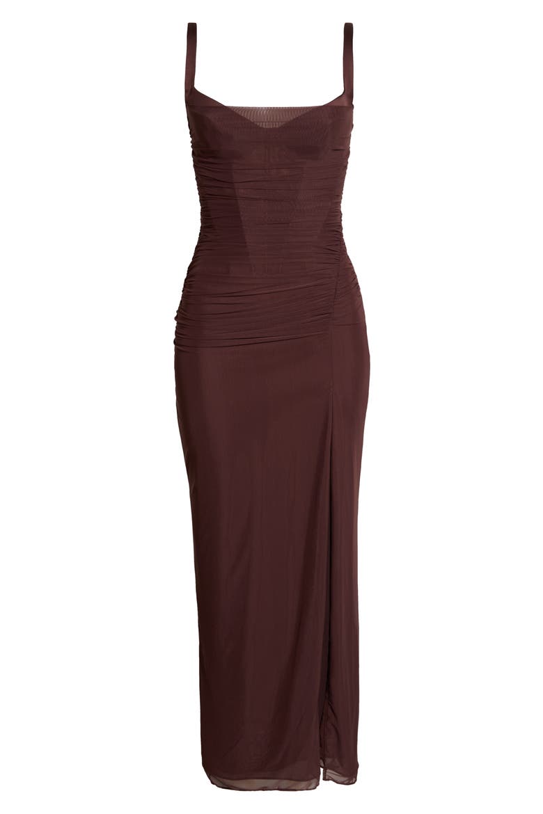 Lini Sleeveless Mesh Maxi Cocktail Dress, Alternate, color, BURGUNDY