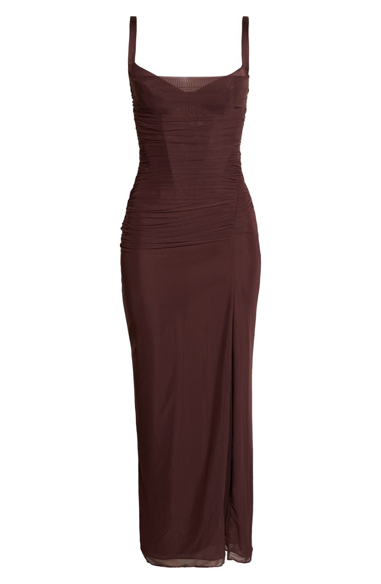 HOUSE OF CB Lini Sleeveless Mesh Maxi Cocktail Dress, Alternate, color, Burgundy