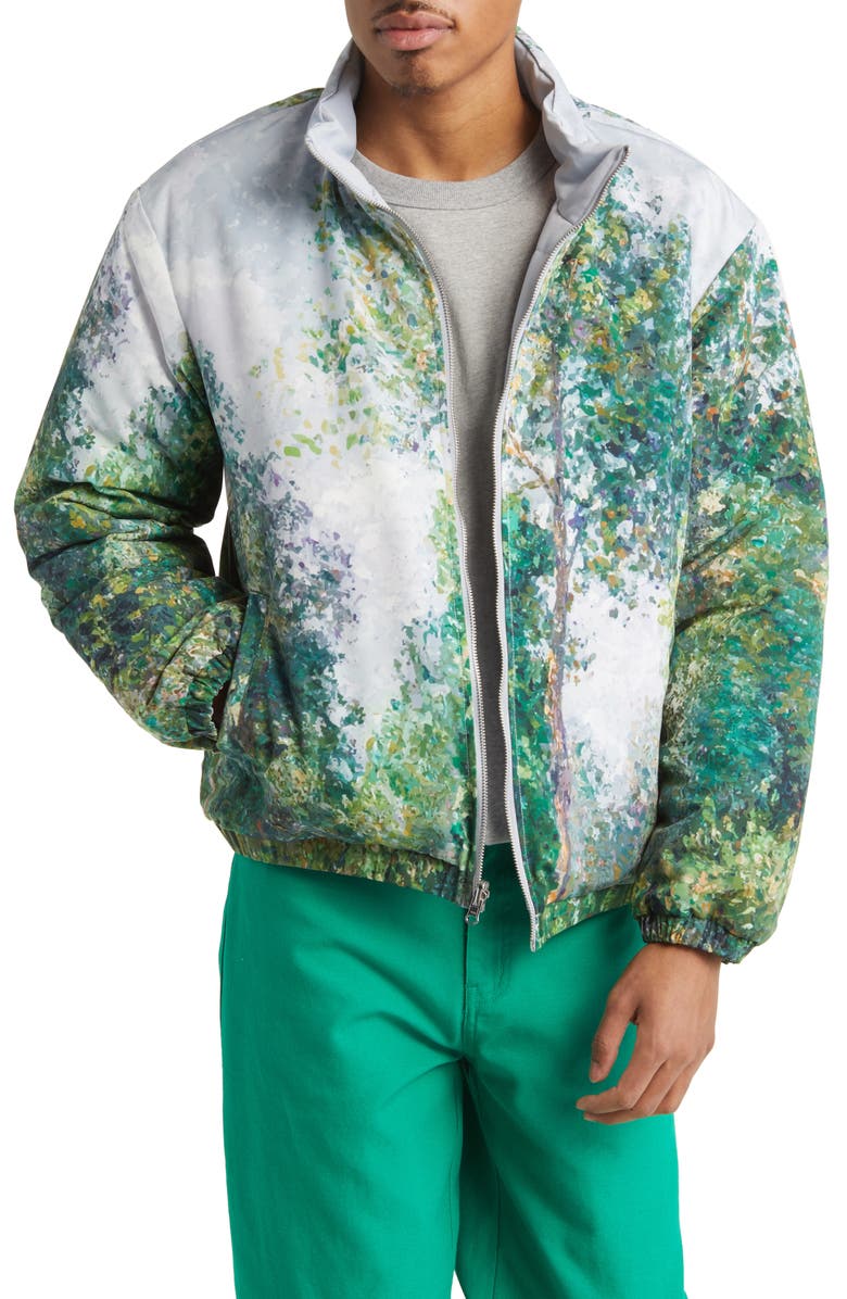 KROST Forest Print Water Resistant Reversible Puffer Jacket, Main, color,