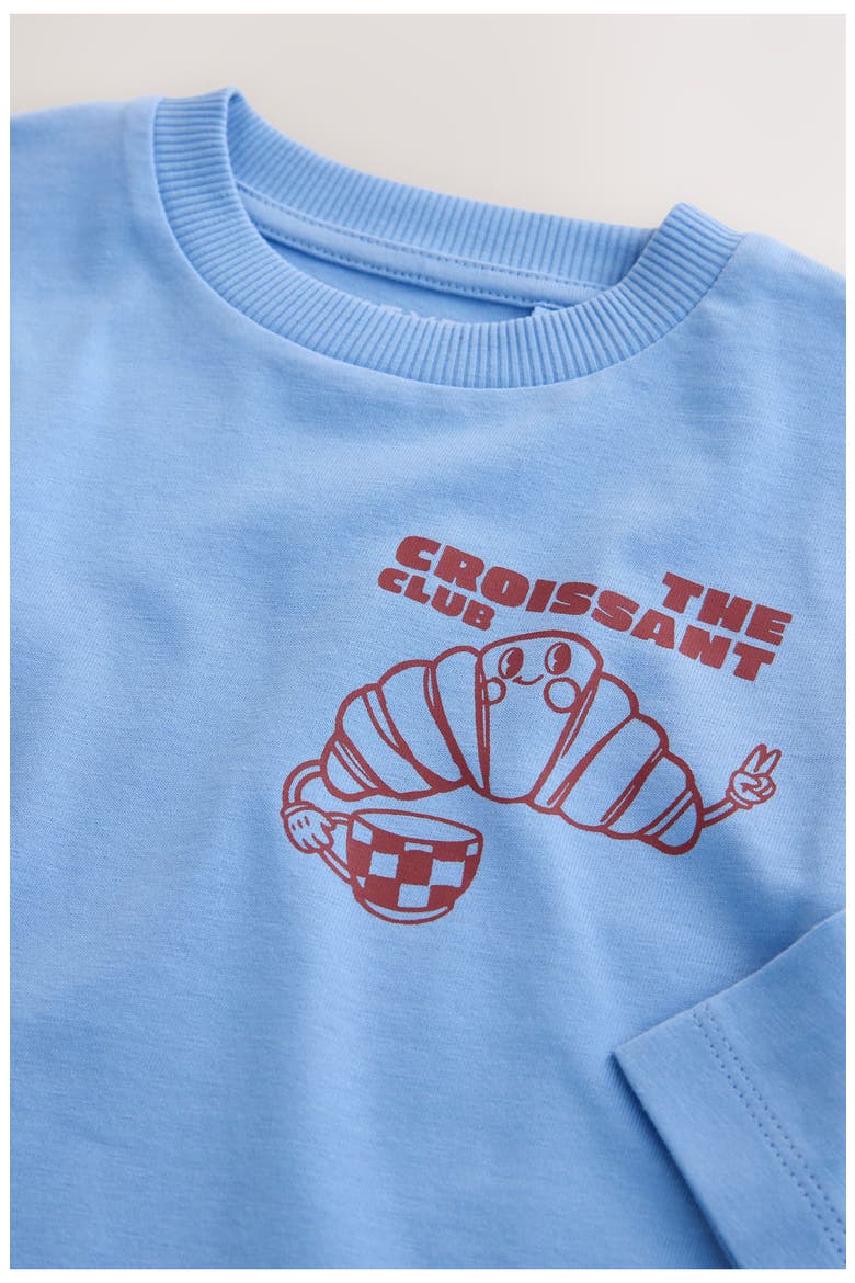 Kids' Croissant Club Long Sleeve Cotton Graphic T-Shirt, Alternate, color, BLUE