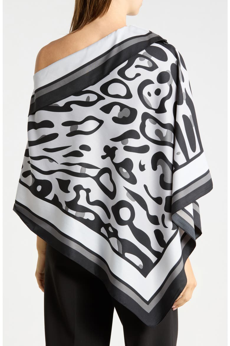 Animal Print Satin Poncho, Alternate, color, GREY