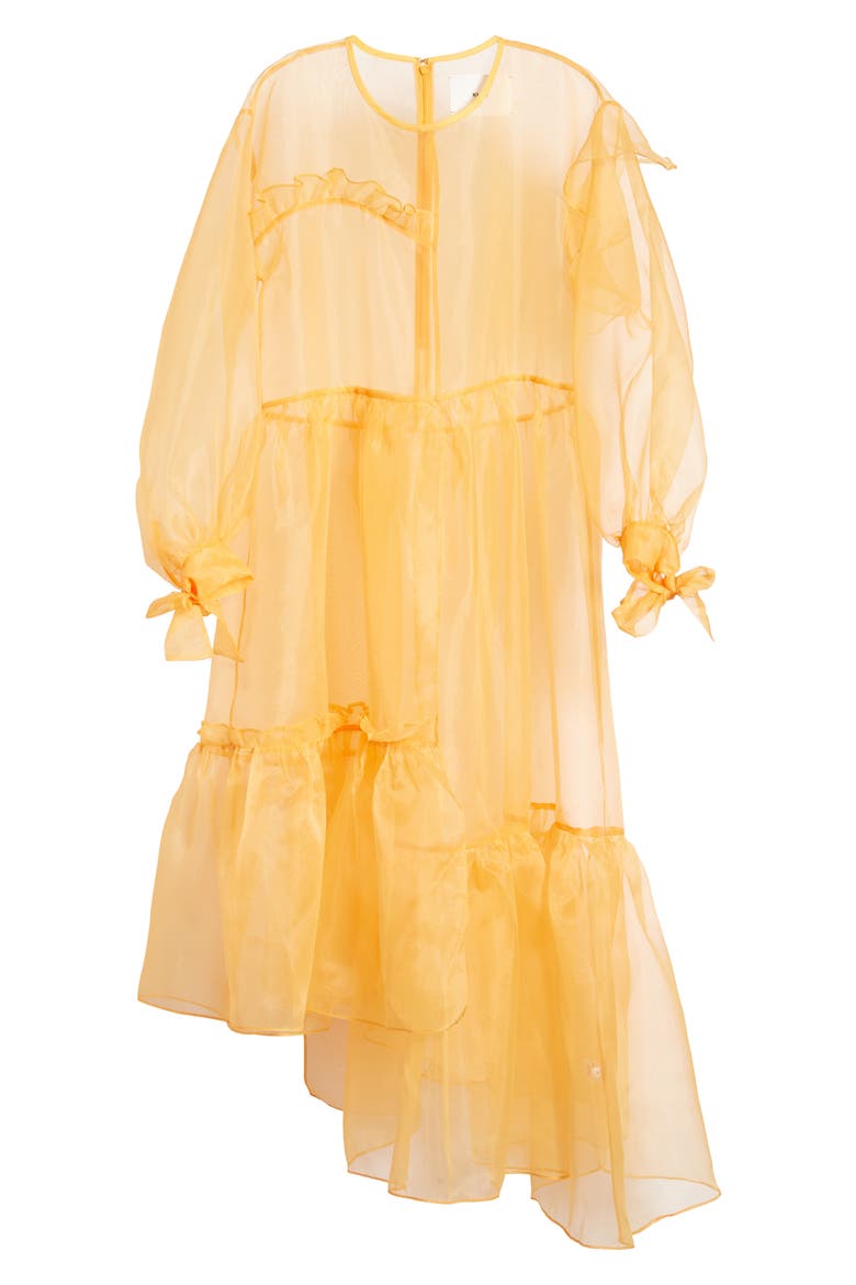 Nine Twenty-Seven Asymmetrical Ruffle Sheer Organza Dress, Alternate, color, WHEAT