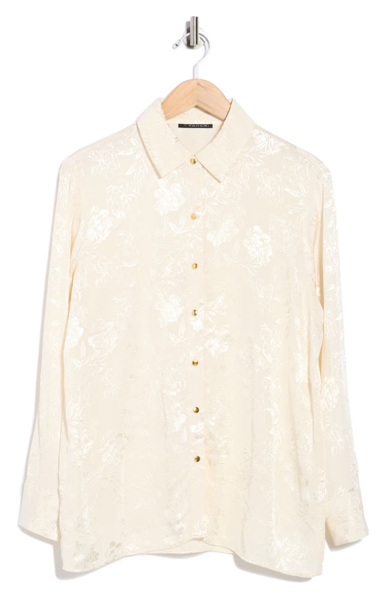T Tahari Long Sleeve Button-Up Shirt, Alternate, color, Ivory