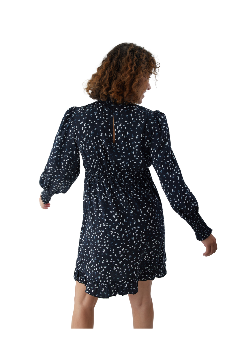 Ingrid & Isabel Maternity Smocked Mock Neck Mini Dress, Alternate, color, Black/White Dot