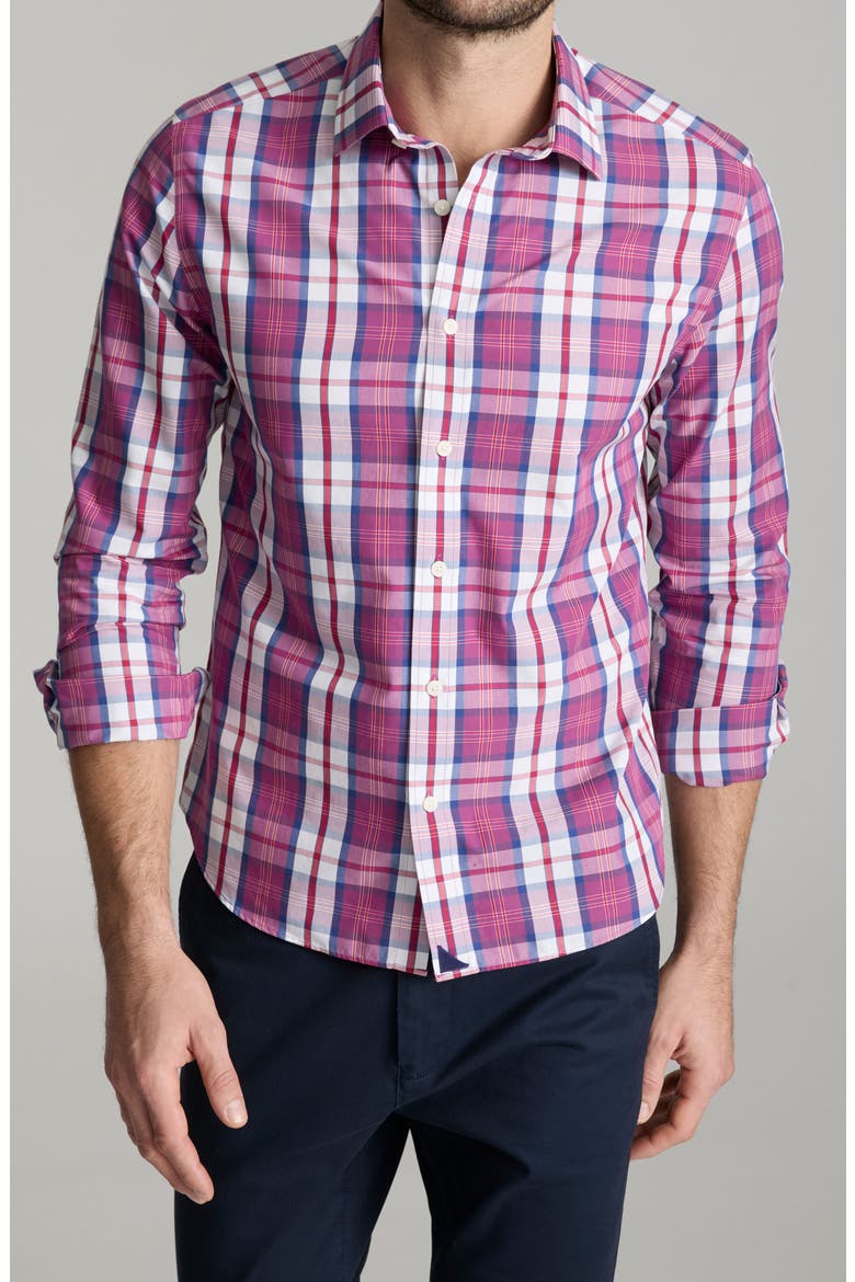 Rafferty Wrinkle Free Cotton Button-Up Shirt, Main, color, PLUM