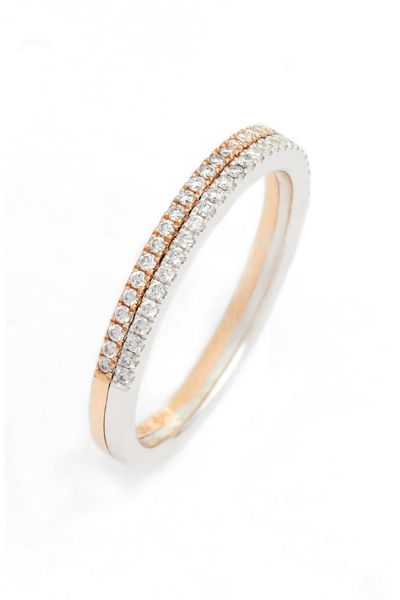 Duo Metal Diamond Double Stacked Ring (Nordstrom Exclusive), Main, color, TWO TONE